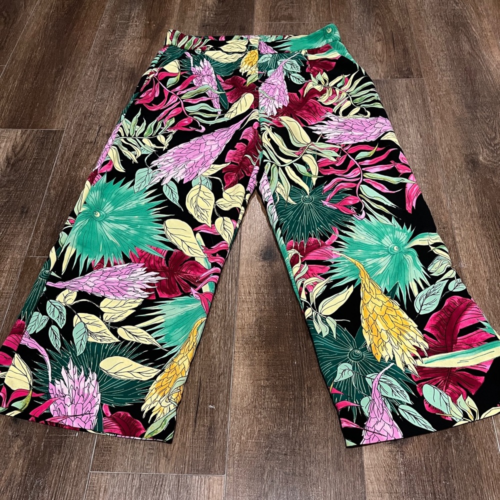 ASOS Monki Wide Leg Floral Print Pants Black NWOT